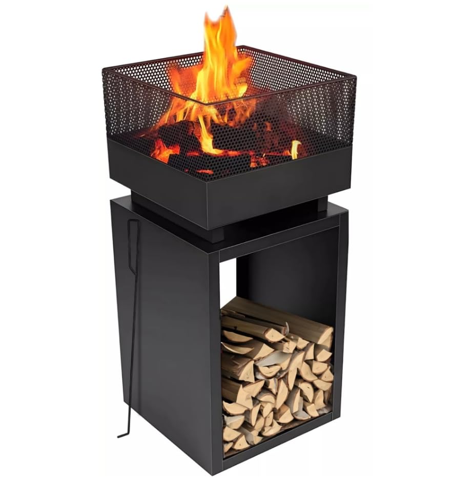 Feuerkorb mit Funkenschutz, Feuertonne, Holzofen,feuerschalen, Deko Terrasse, Aussenofen, Gartenkami