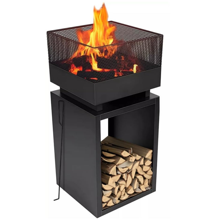 Feuerkorb mit Funkenschutz, Feuertonne, Holzofen,feuerschalen, Deko Terrasse, Aussenofen, Gartenkami