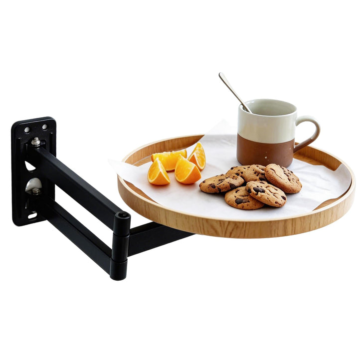 Wandklapptisch Rund, Wandtisch Klappbar für Nachttisch, 180° Drehbares Schweberegal, 30 x 30cm Rund