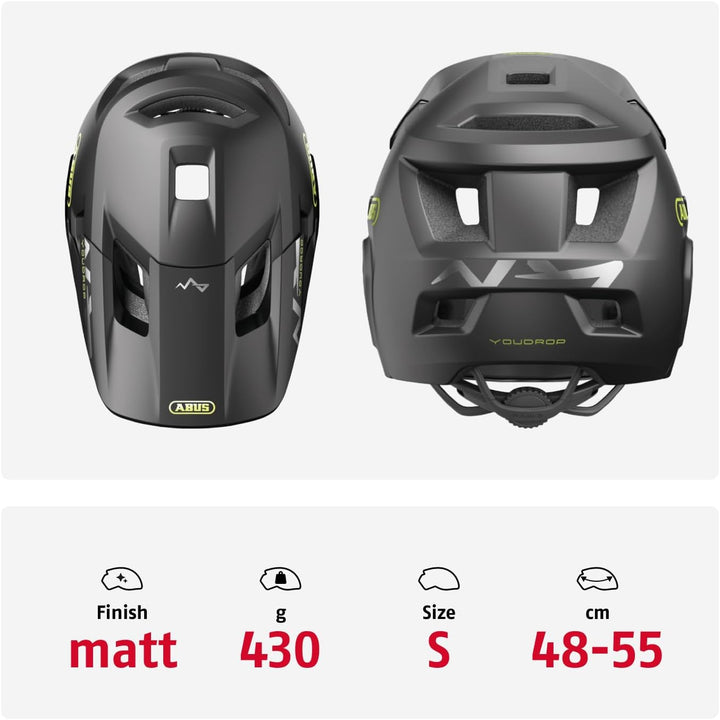 ABUS MTB-Helm YouDrop FF - Fullface-Helm für Kinder und Jugendliche - für den Einstieg in den Mounta
