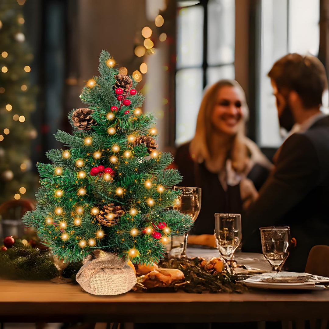 50cm Mini Weihnachtsbaum mit 36 LEDs in Warmweiss, Christmas Tree für Innen und Aussen Tischplatte T