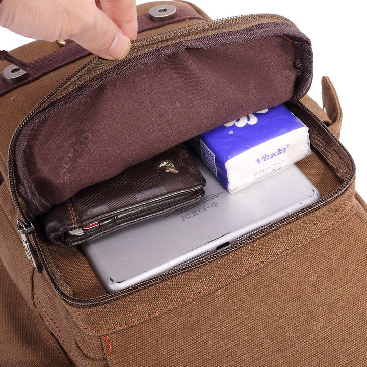 KAUKKO Canvas - Brusttasche für Damen und Herren - Umhängetasche 1-khaki, 1-khaki