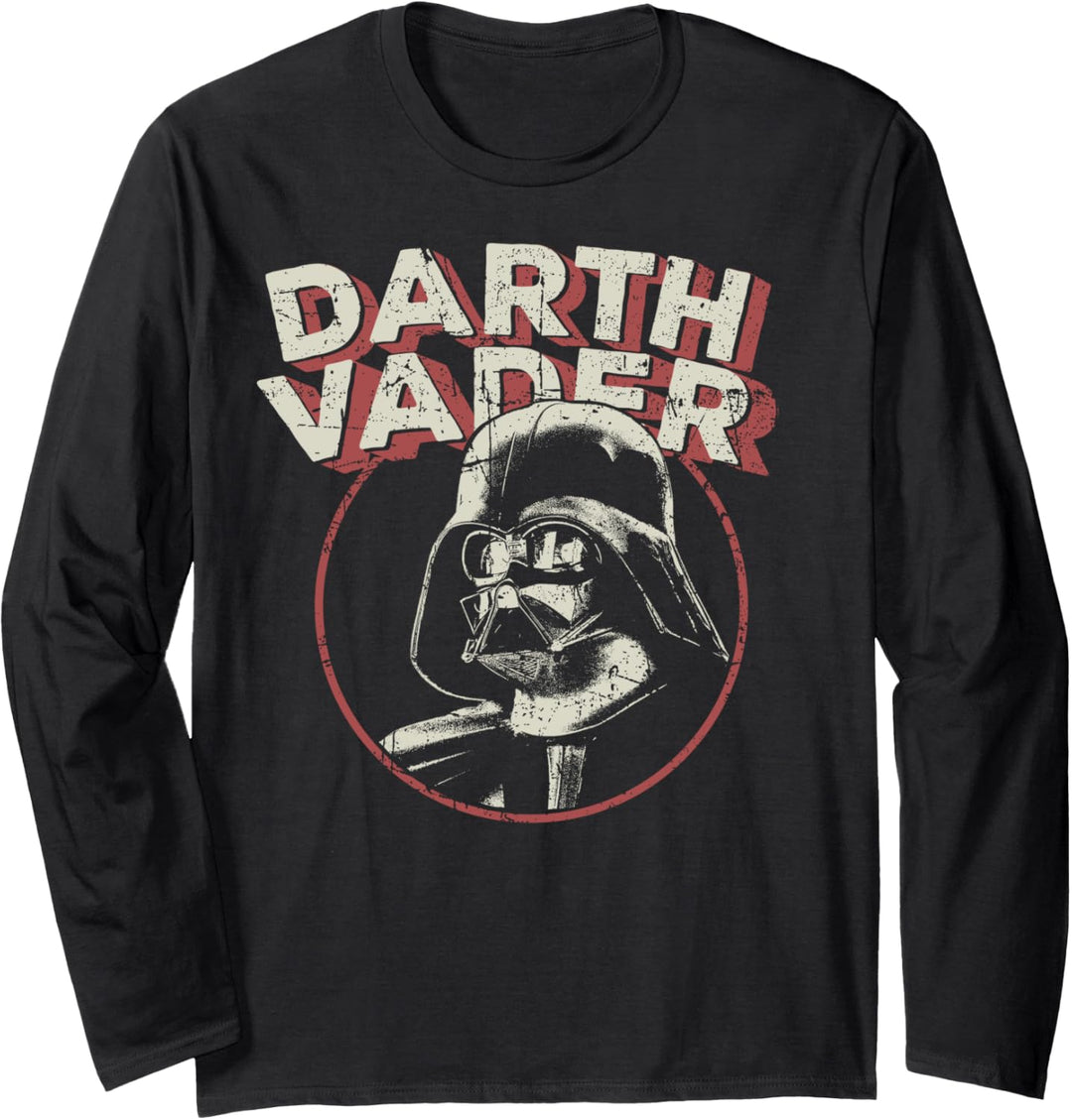 Star Wars Darth Vader Distressed Name Logo Langarmshirt