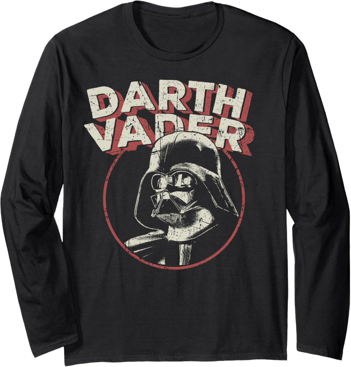 Star Wars Darth Vader Distressed Name Logo Langarmshirt