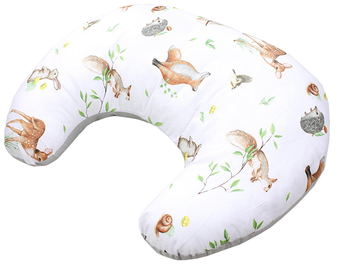 TupTam Baby Stillkissen Klein mit Baumwoll-Bezug, Farbe: Waldtiere/Igel/REH/Fuchs/Kaninchen/Beige Wa