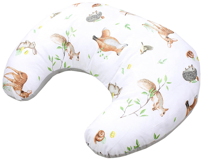 TupTam Baby Stillkissen Klein mit Baumwoll-Bezug, Farbe: Waldtiere/Igel/REH/Fuchs/Kaninchen/Beige Wa