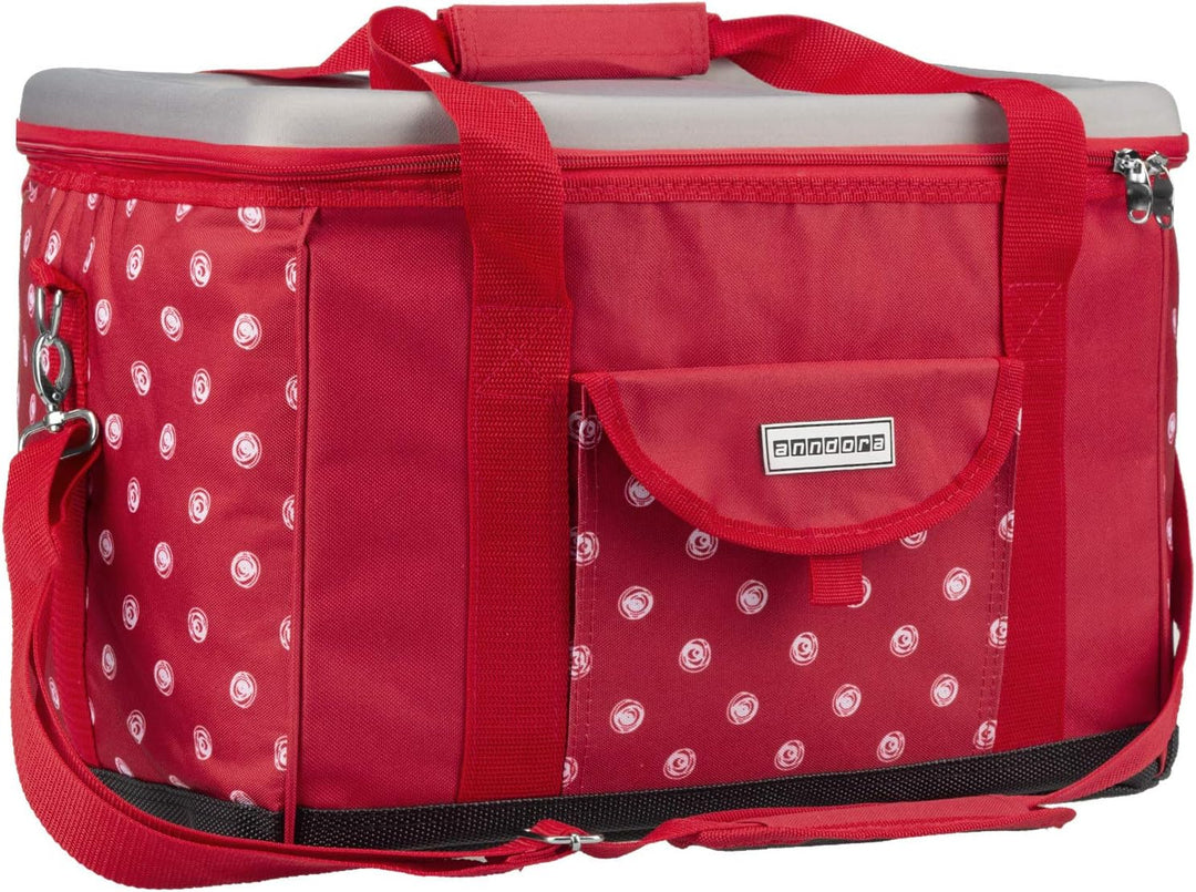 anndora Kühltasche XL 40 Liter - Isotasche Kühlbox Picknicktasche Farbauswahl XL rot weiss gepunktet