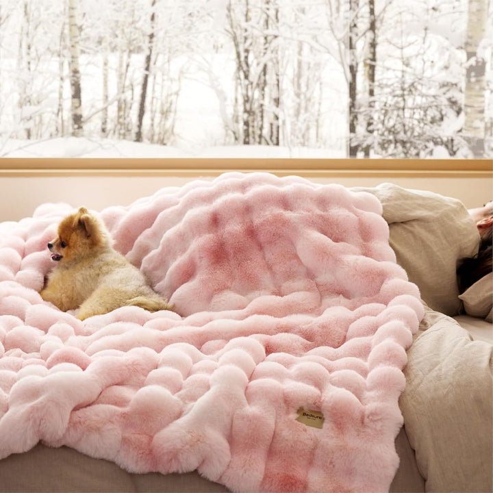 BEDSURE Bubble Decke - Kuscheldecke Flauschig, Dicke und Warme Sofadecke Für Den Winter, Kunstfellde