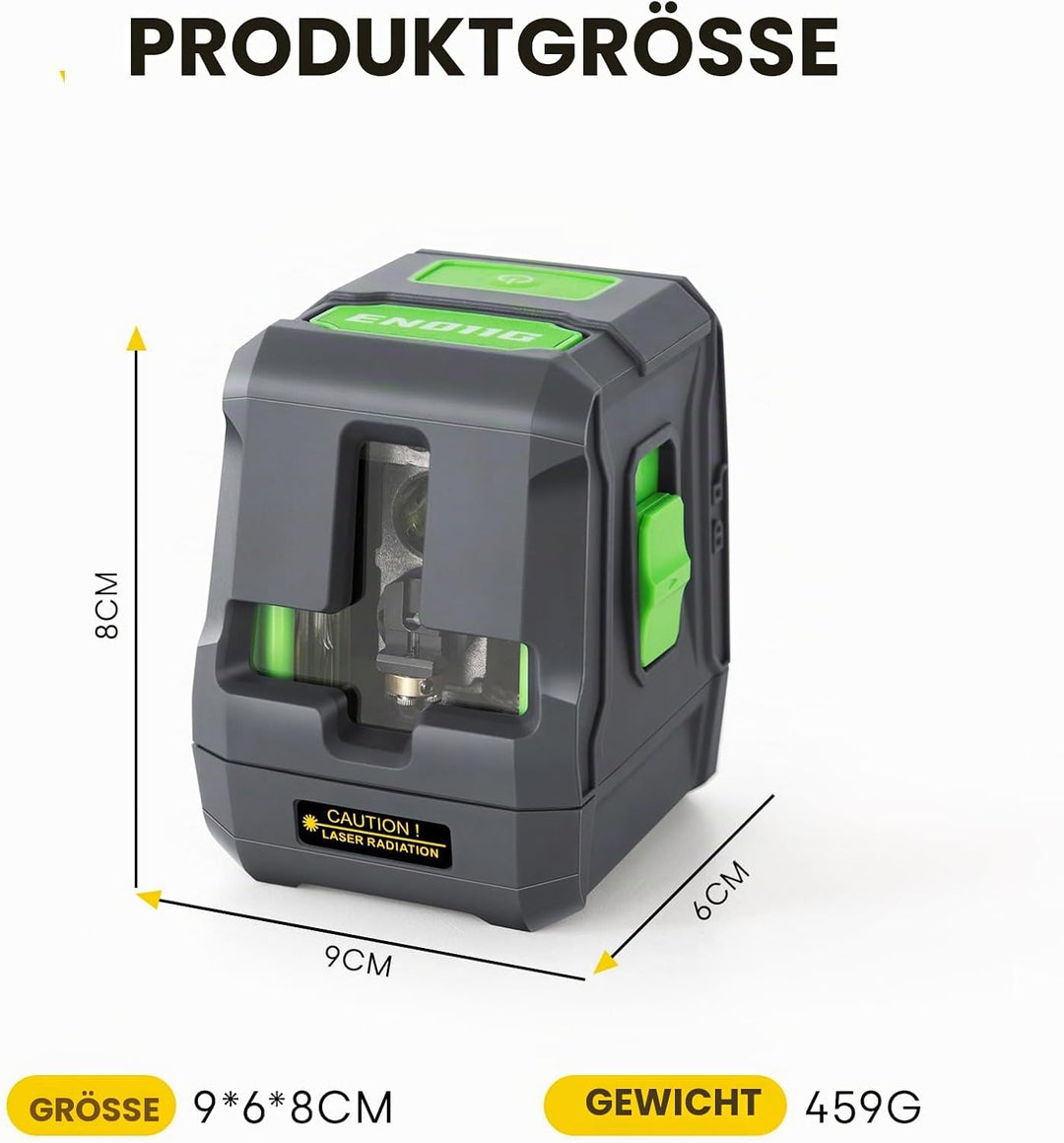 Kreuzlinienlaser Grün, ENVENTOR EN011G Selbstnivellierend Linienlaser 25m ± 0,3mm/m, Vertikale/Horiz