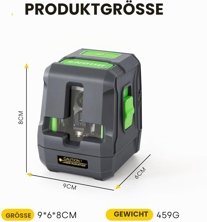 Kreuzlinienlaser Grün, ENVENTOR EN011G Selbstnivellierend Linienlaser 25m ± 0,3mm/m, Vertikale/Horiz