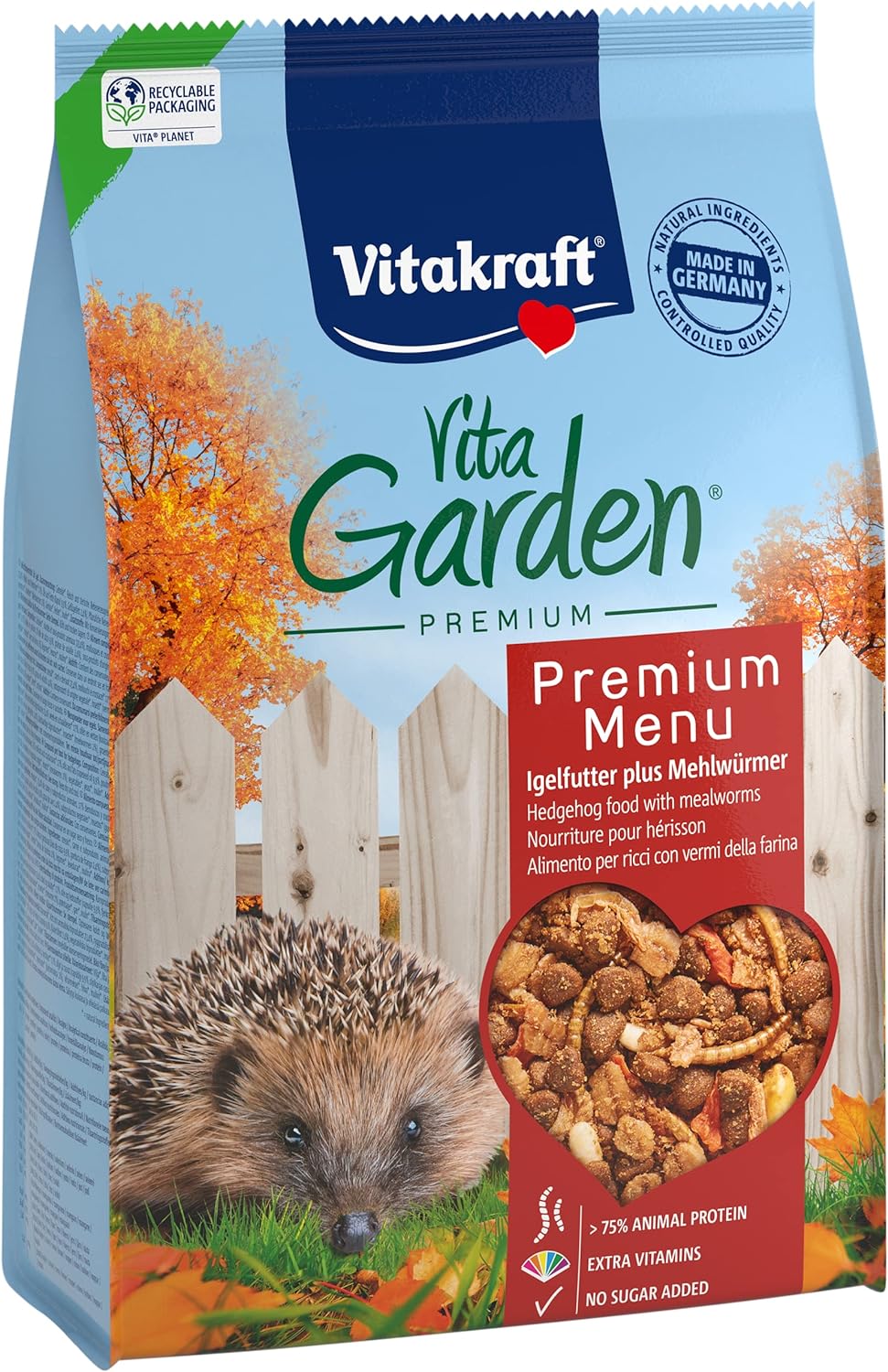 Vitakraft Vita Garden, Igelfutter, mit Vitaminen und Mineralstoffen, für hilfsbedürftige Igel (5x 60