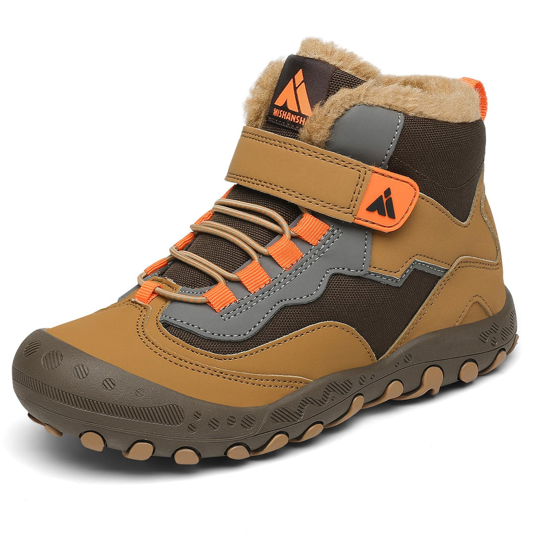 Mishansha Kinder Winterschuhe Gefüttert Winterstiefel für Jungen Mädchen Gr.24-38 27 EU Braun Schwar
