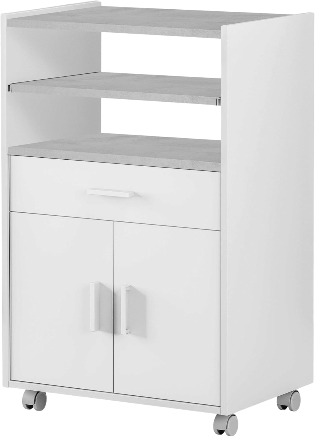 Habitdesign Beistellschrank für Küche mit Rollen, Mikrowelle, Schrank mit 1 Schublade und 2 Türen, A