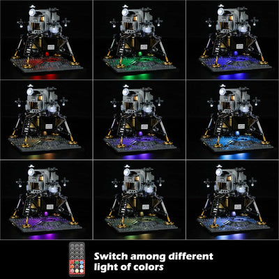 GEAMENT LED Licht-Set (Fernbedienung) Kompatibel mit Lego NASA Apollo 11 Moon Landing Barrier - Bele