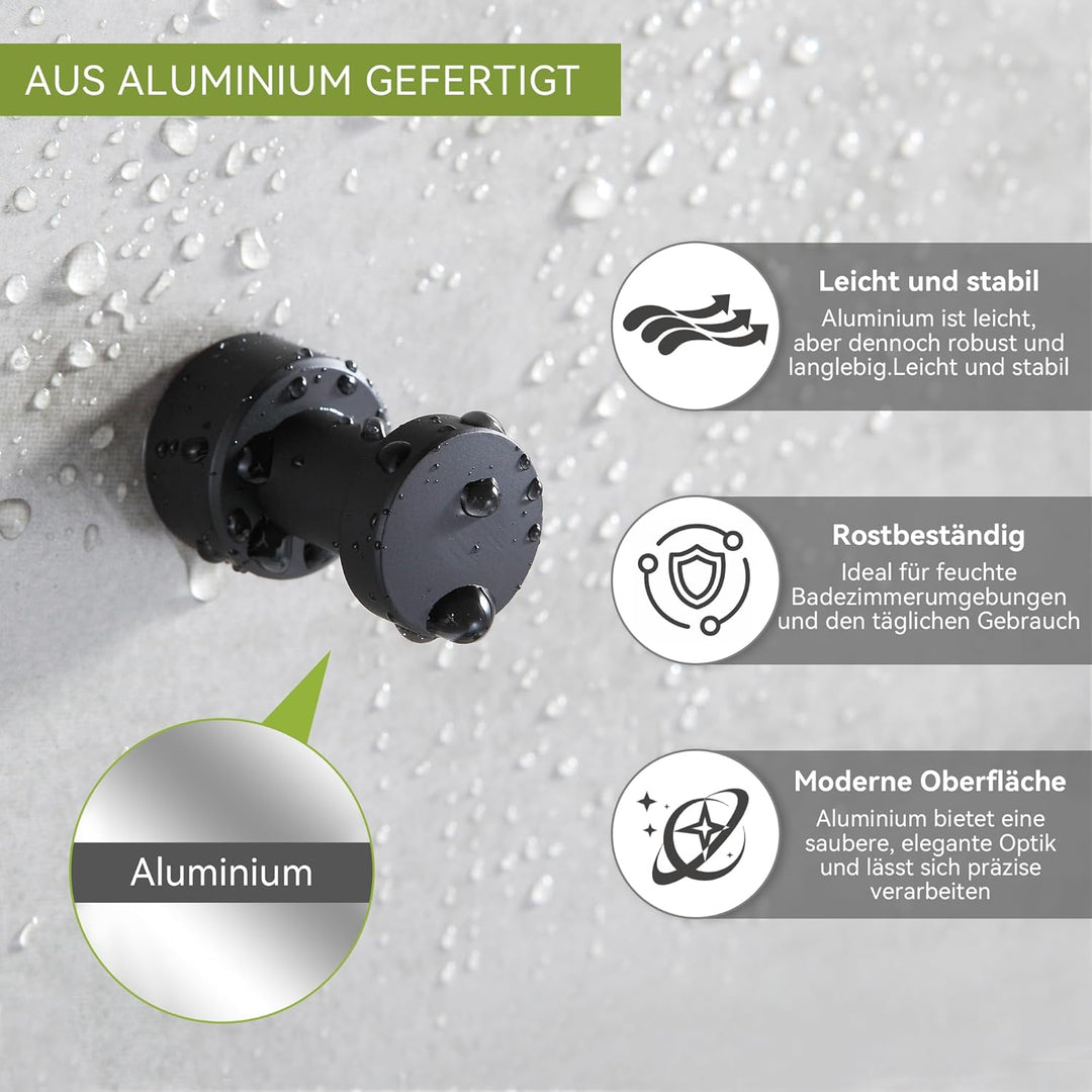 BVL Matte Schwarz Handtuchhaken, 5 Stück Rostfreies Metall Wandhaken, Self Adhesive or Wall Mountabl