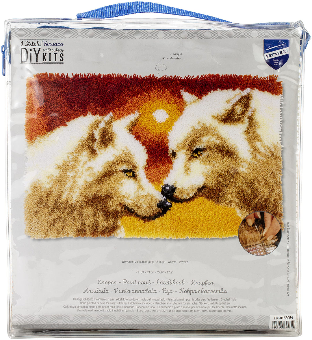 Vervaco 2 Wölfe Knüpfteppich, Stramin, Weiss, 69 x 43 x 0,3 cm
