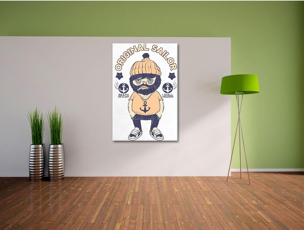 Pixxprint Original Sailor White Bild auf Leinwand, XXL riesige Bilder fertig gerahmt mit Keilrahmen,