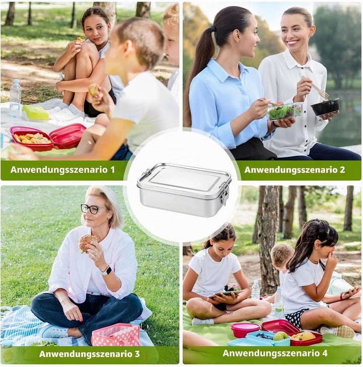 Edelstahl Brotdose, 3er Pack Lunchbox Edelstahl, Vesperdose Volumina 850ml 1400ml 2400ml, Stahl-Brot