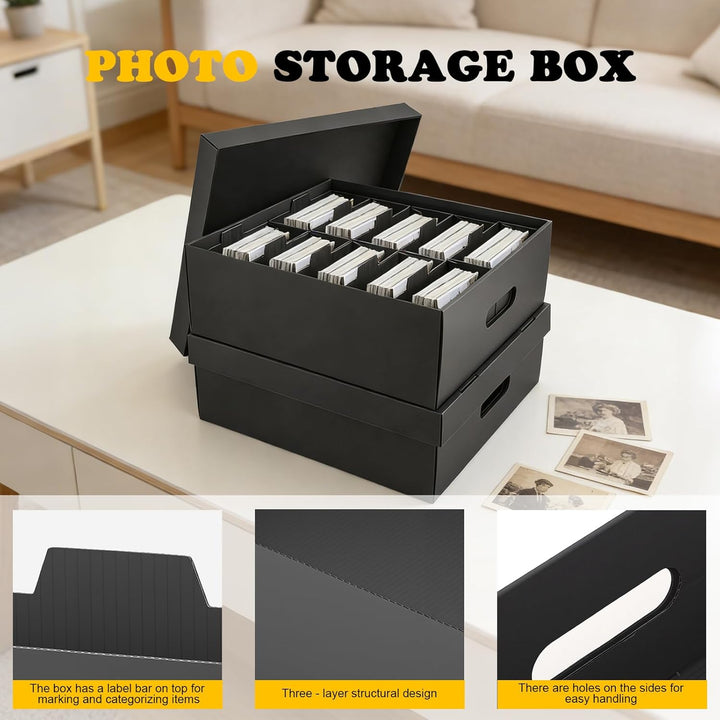 2er-Set Foto-Aufbewahrungsbox & Organizer, Dekorative Box mit Deckel für 10x15 cm Fotos, Scrapbook-M
