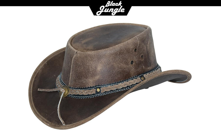 Black Jungle ARAMAC Lederhut Cowboyhut Australienhut Hut S Charcoal, S Charcoal