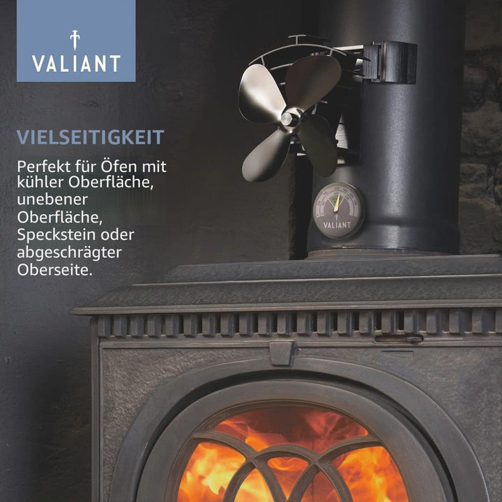Valiant Hitze Powered Ofen FAN, schwarz, FIR350 5W, 5V Remora,, Ofenventilator, wärmebetrieben, schw