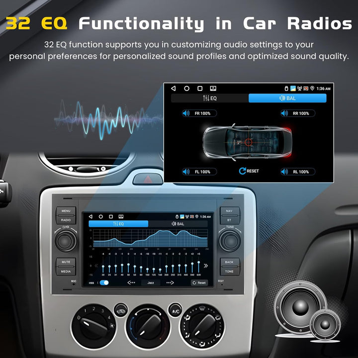 4G+64G Autoradio Android 15, 7" Touchscreen Radio für Ford Transit Fiesta Focus Galaxy Mondeo Fusion