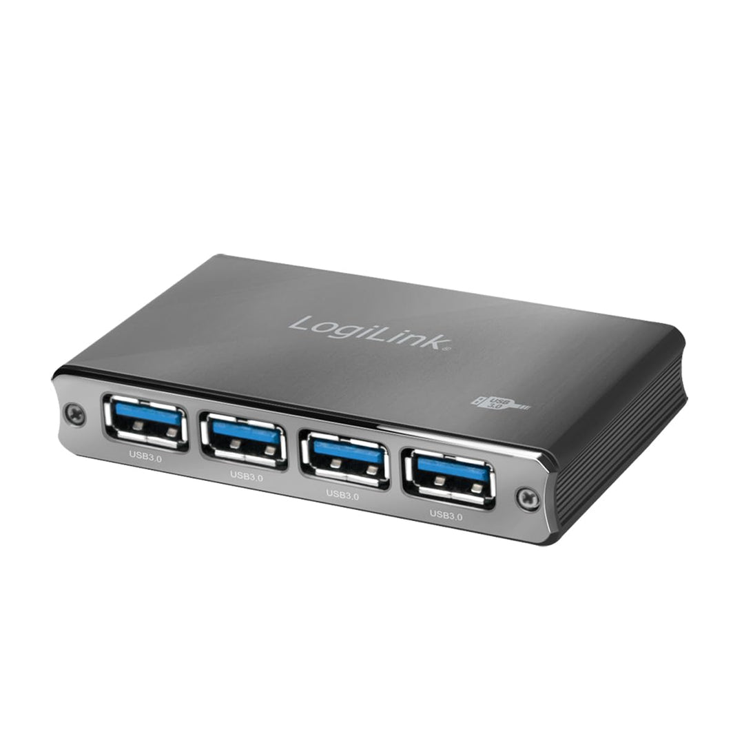LogiLink UA0282 USB 3.0 Hub 4-Port mit ?berstromschutz schwarz/Aluminum