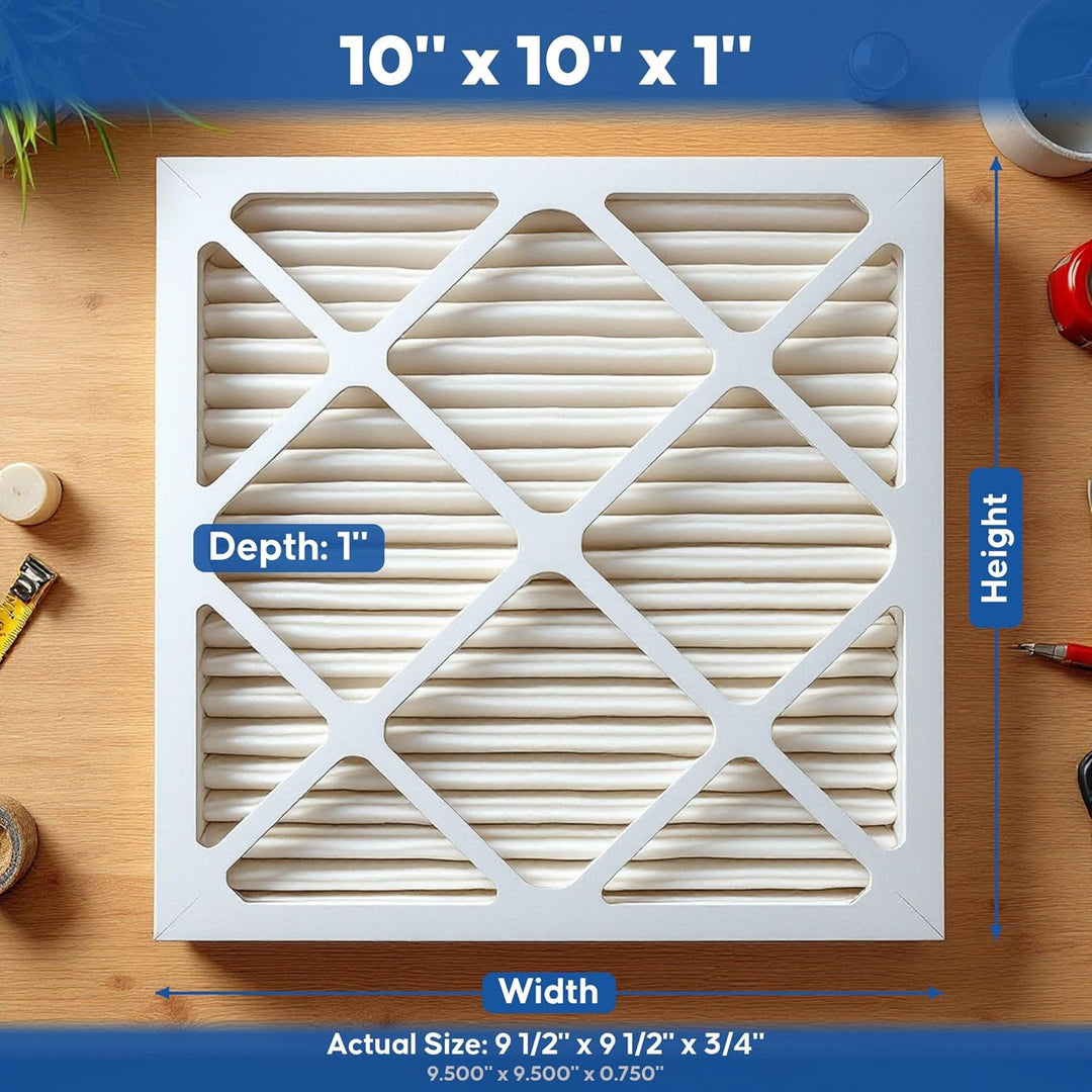 Aerostar 16 x 25 x 4 MERV 8 Pleated Air Filter, Pleated (Pack of 6) 10x10x1, 10x10x1