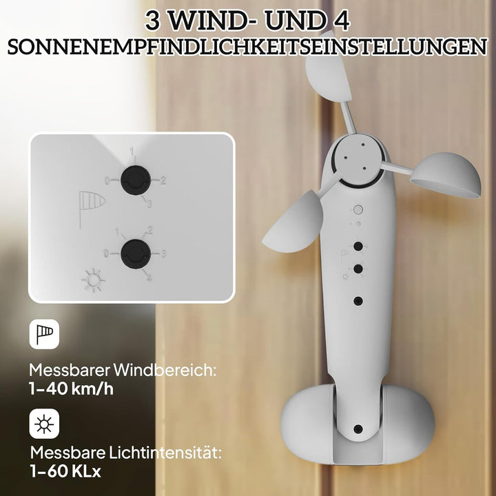 Outsunny Sonnensensor Elektrischer Windsensor Wetterstation Aussensensor Windwächter Sonnenwächter F