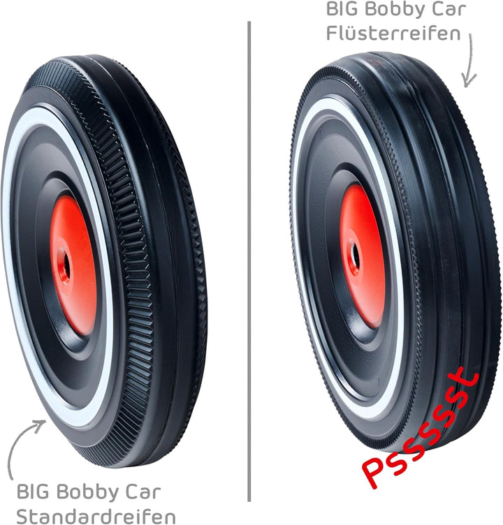 BIG - Bobby Car Whisper Wheels - Flüsterräder für Rutscher Autos, Reifen-Set mit Befestigungsclips u