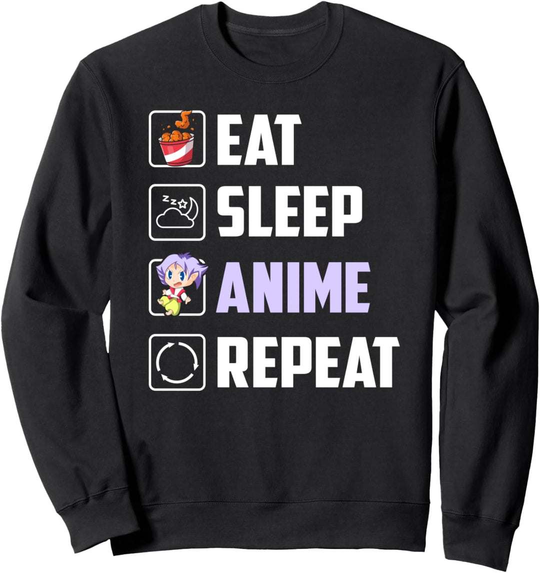 Essen Schlafen Anime Wiederholen Nuggets Manga Anime Sweatshirt