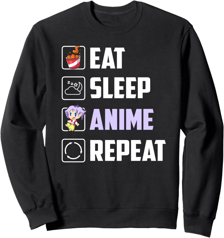 Essen Schlafen Anime Wiederholen Nuggets Manga Anime Sweatshirt