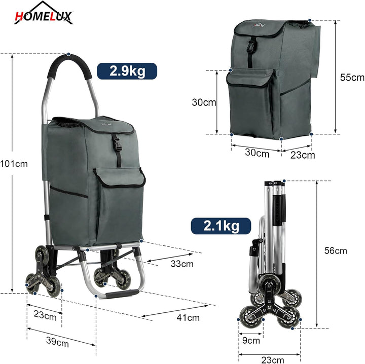 Einkaufstrolley, HOMELUX klappbar, Stabiler Einkaufswagen, grosse Kapazität 41 L, multifunktional, H