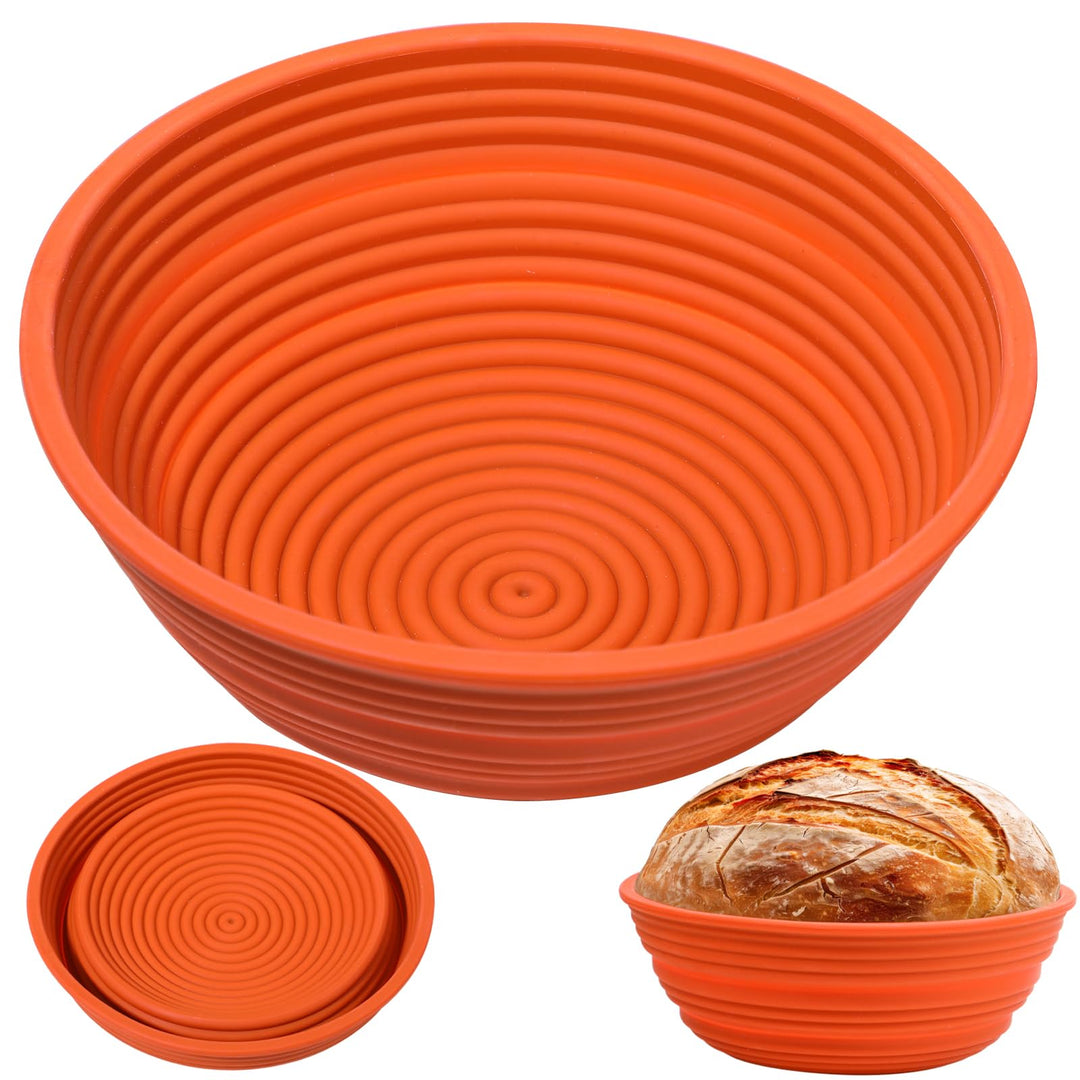 Webake Gärkörbchen Rund Silikon Gärkorb Brot 25 cm Brotgärkörbchen Gärkörbchen für Brot Brotkorb zum