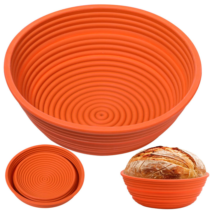 Webake Gärkörbchen Rund Silikon Gärkorb Brot 25 cm Brotgärkörbchen Gärkörbchen für Brot Brotkorb zum
