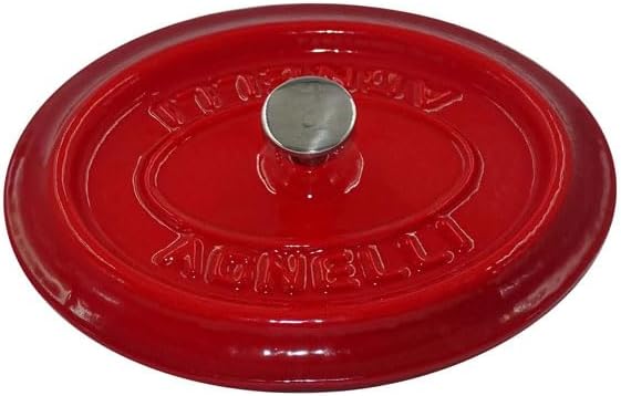 Pentole Agnelli Slowcook Ovale Auflaufform aus Gusseisen mit 2 Griffen, rot, 12 cm 12 x 9 Cm Rot, 12
