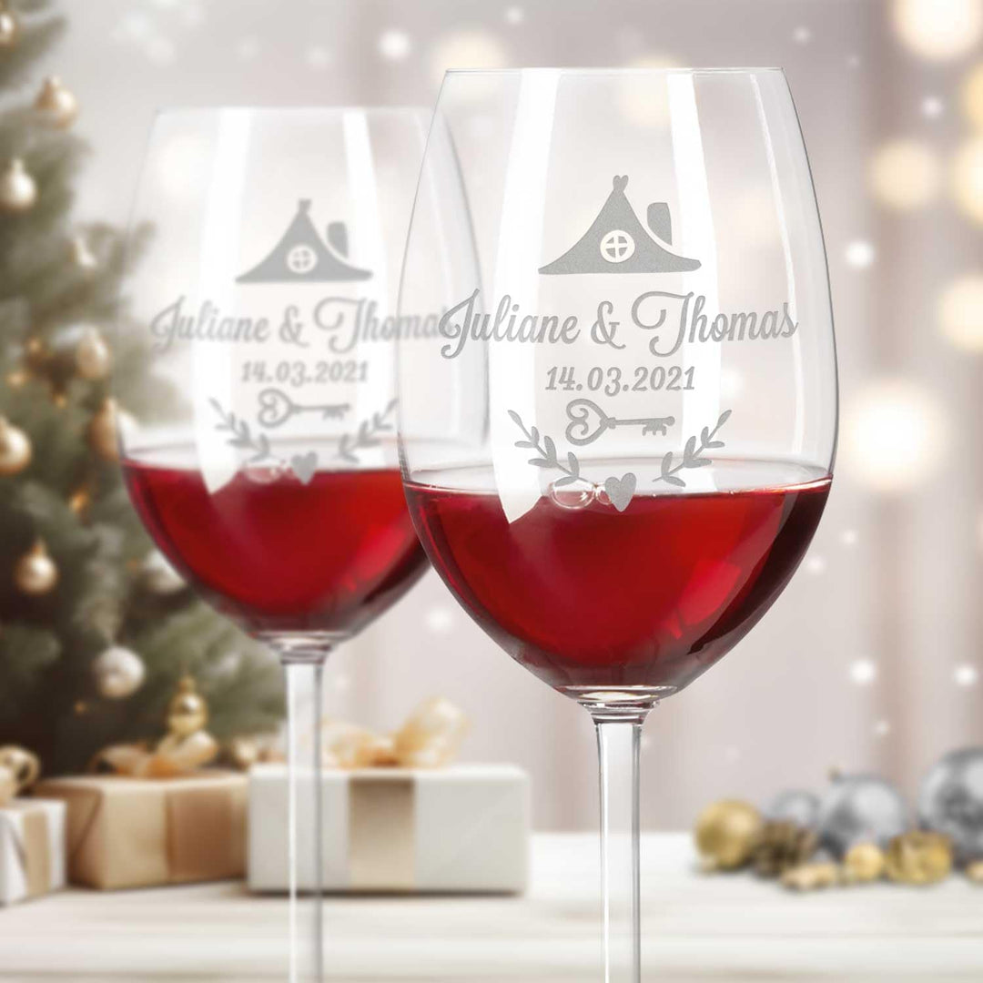 Leonardo Weingläser mit Gravur - First Christmas Design - Personalisiert mit Name Datum & Wunschtext