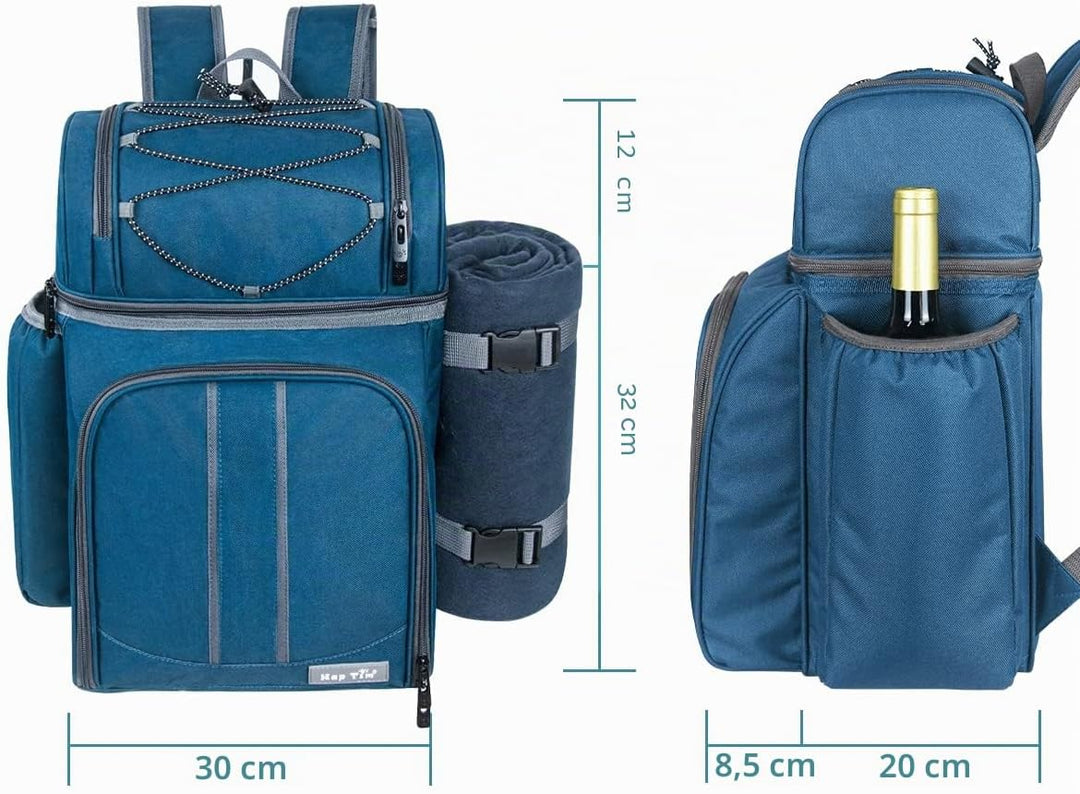 Hap Tim Picnic Basket Backpack for 2 Person with Insulated Leak Proof Cooler Compartment,Wine Holder