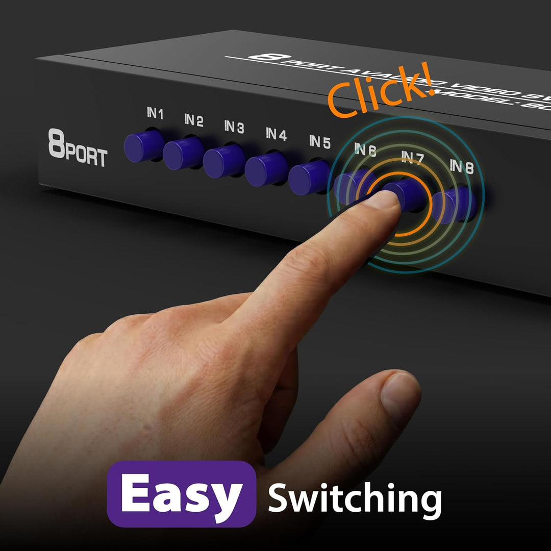 Fosmon 4-Wege Audio/Video RCA Switch Hub mit 4 Input-Anschlüssen Selector/Splitter Box/Umschalter Ad