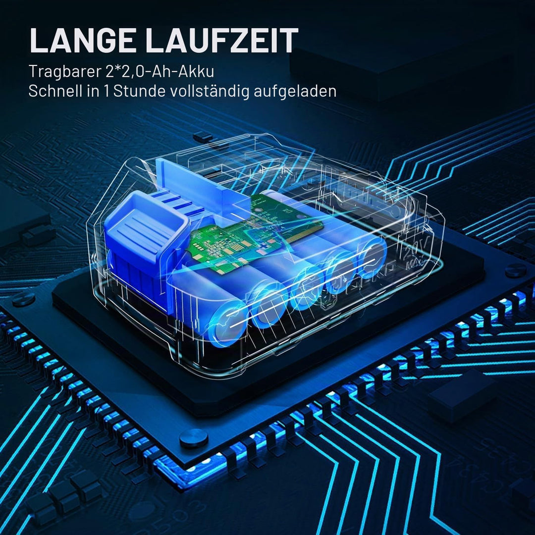 DEKOPRO Elektrischer Rasentrimmer, kabellos, mit 2 Batterien, 20 V, für Bearbeitungsarbeiten, Massiv