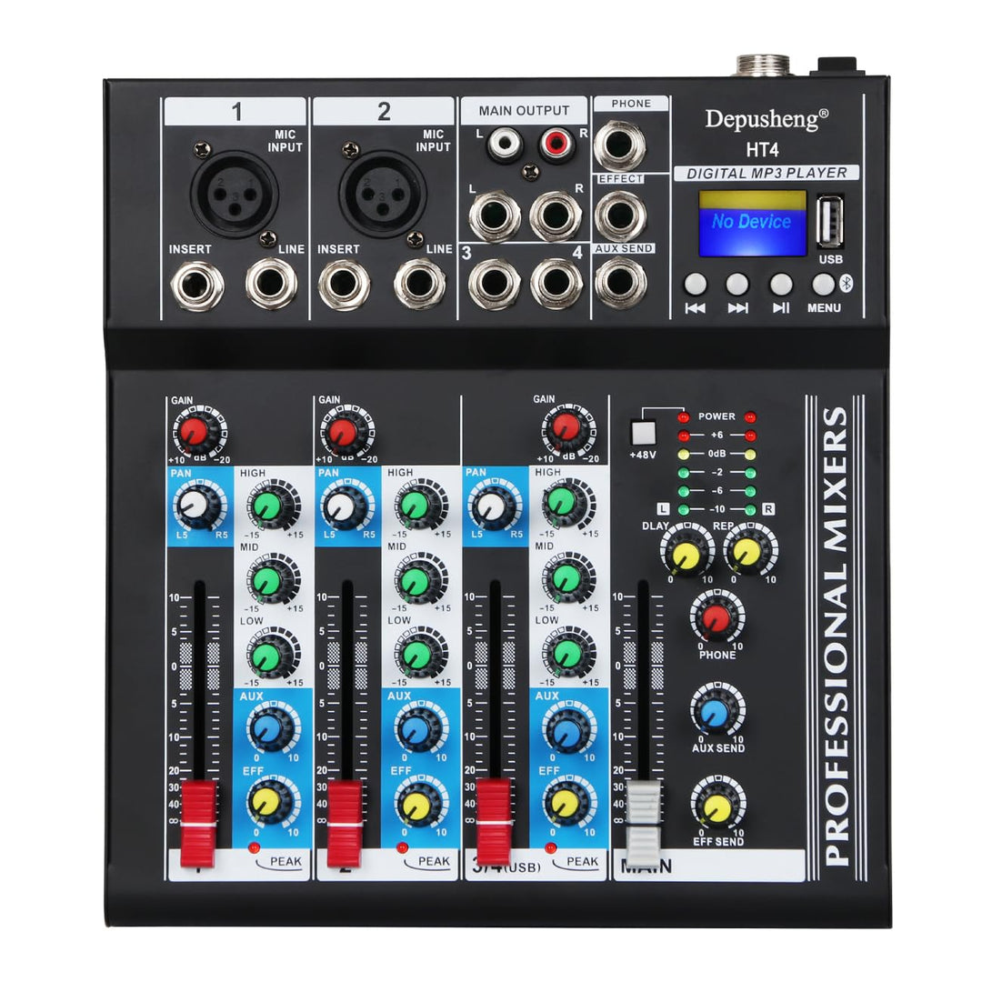Depusheng HT4 Bluetooth-kompatible professionelle tragbare digitale DJ-Konsole mit USB-4-Kanal-Mixer