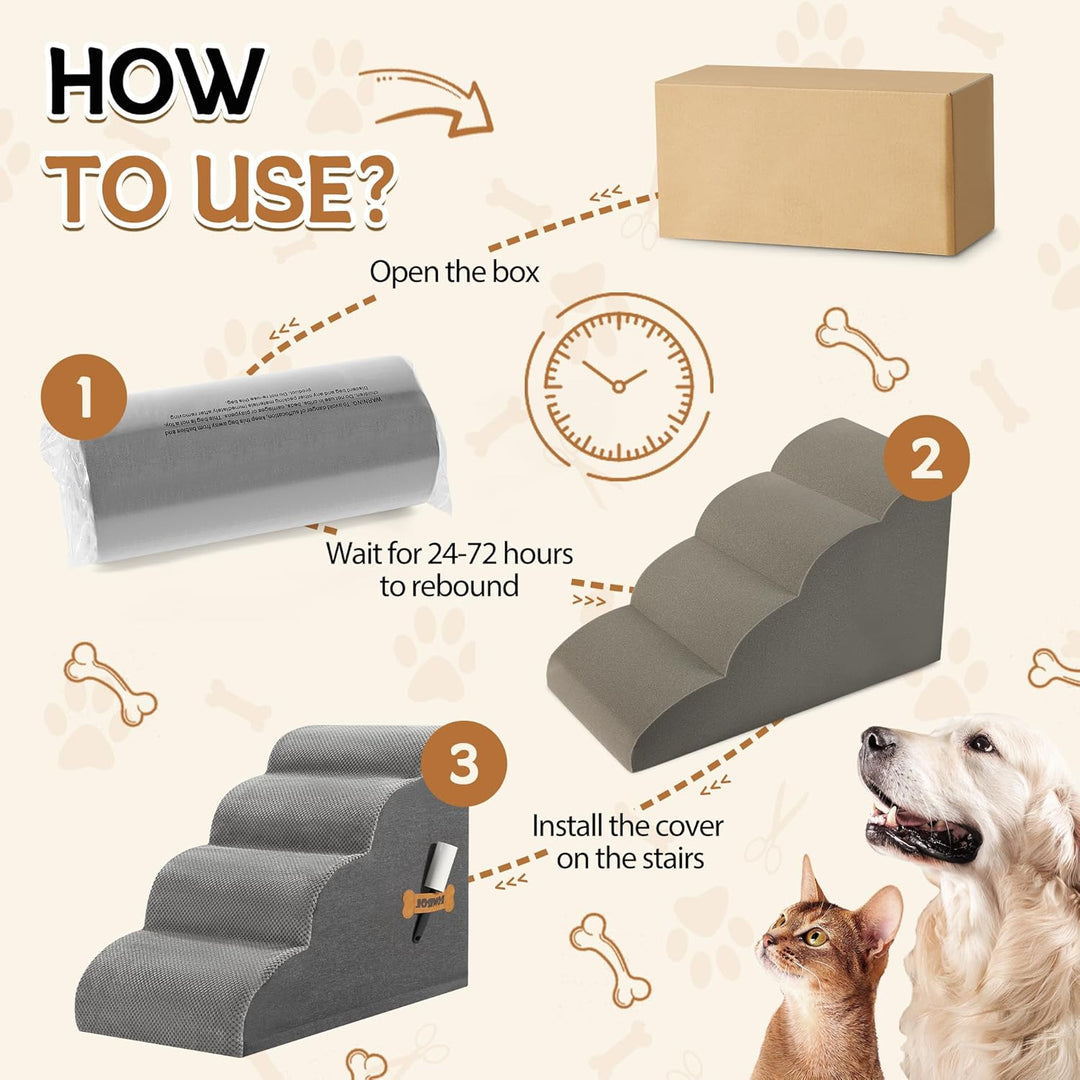 Hundetreppe, Romrol Hundetreppenrampe für Hochbett und Couch, Hunderampe mit strapazierfähigem, ruts