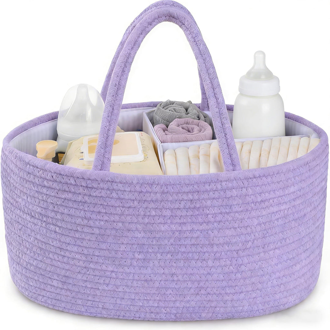 Windel-Caddy Organizer mit Griff, Baby Windel-Caddy mit Trennwänden, Windel-Organizer Korb für Baby