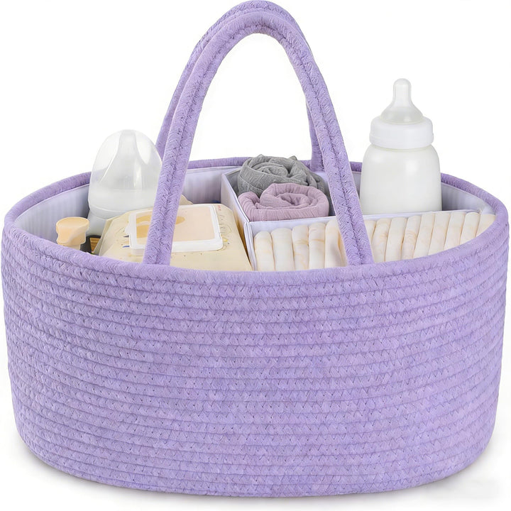 Windel-Caddy Organizer mit Griff, Baby Windel-Caddy mit Trennwänden, Windel-Organizer Korb für Baby