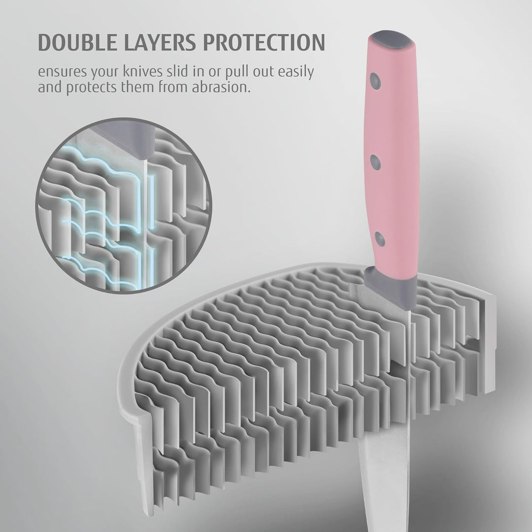 hecef Messerset, 6-tlg Universal Messerblock mit Messer, Scharf Edelstahl Messer Set mit dreifach ve