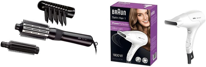 Braun Satin Hair 3 Warmluft-Lockenbürste, inkl. Kamm- und Bürstenaufsatz, AS 330, schwarz, 1er Pack