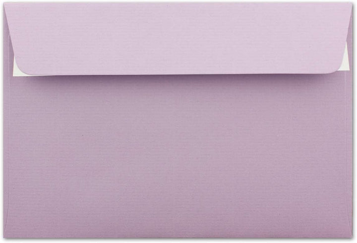 150 gerippte Briefumschläge DIN C6 Flieder - 11,4 x 16,2 cm - 100 g/m² Post-umschlag ohne Fenster Ha