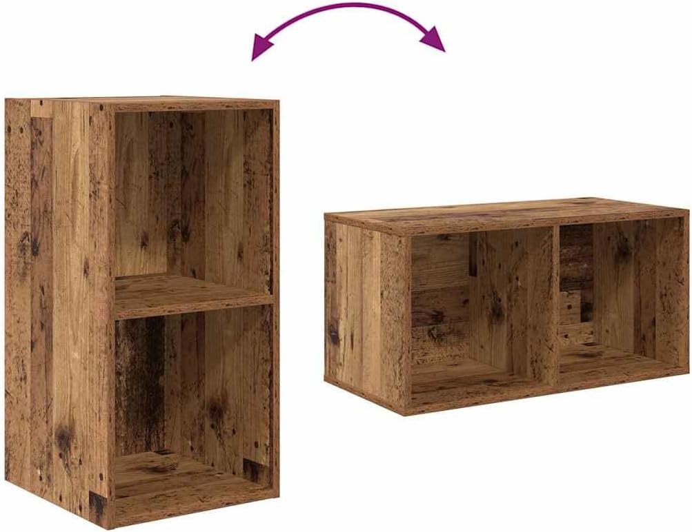 vidaXL TV-Schränk mit Regal Wandmontiert mit Speicher Altholz 37 x 37 x 72 cm Holzwerkstoff 72 cm Al