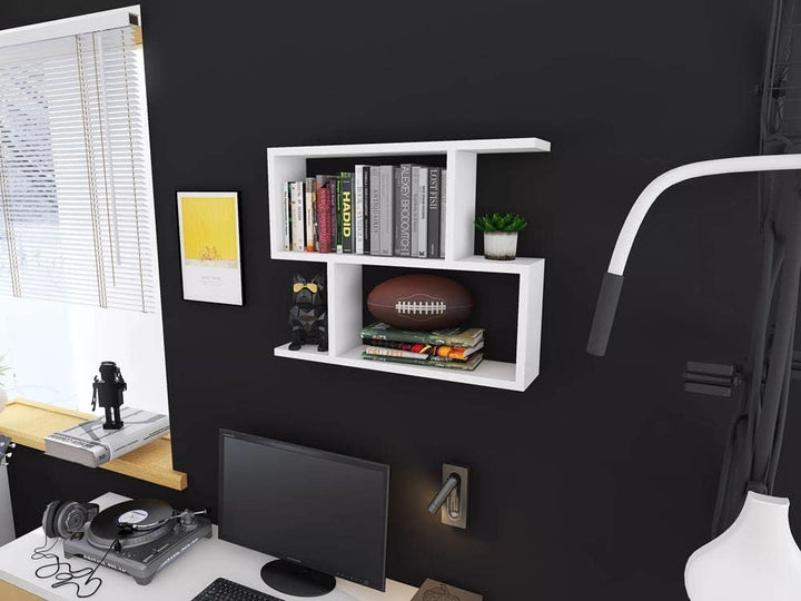 KUBUTKU Dekorativ Wandregal mit 2 Böden 70x55x18 Design Skandinavischer Modern für Wohnzimmer Küche