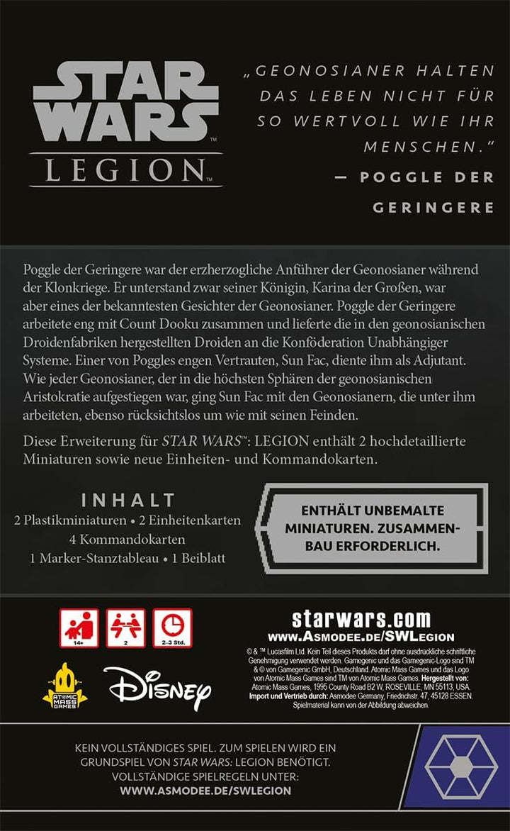 Atomic Mass Games, Star Wars: Legion – Sun Fac & Poggle der Geringere, Commander- und Agent-Erweiter